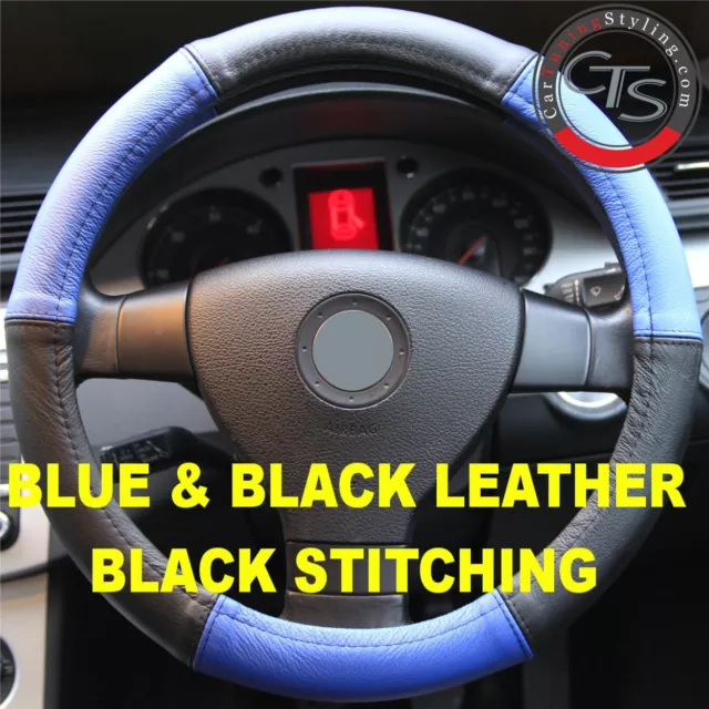 For Peugeot 206 HDi SW CC Black Real Genuine Leather Steering Wheel Cover