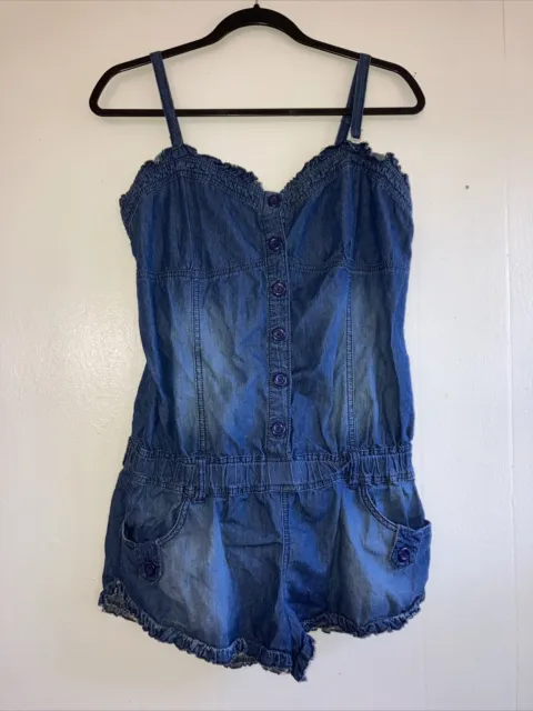 Denim Romper Bootie Short One Piece by Tyte Size Juniors Blue Juniors XL