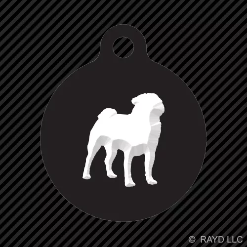 Pug Keychain Round with Tab dog engraved many colors dog canine pet