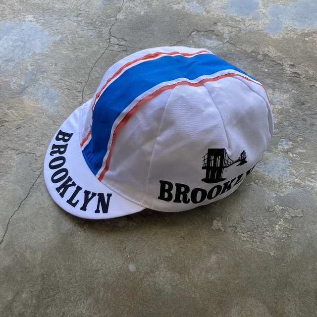 Vintage Brooklyn Racing Stripes Bicycle Race Cycling Cap Made in Italy Cotton