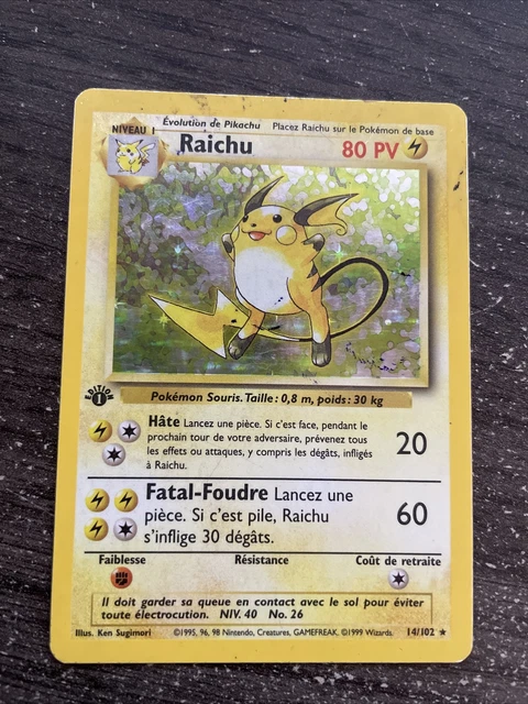Raichu Holo - Pokémon 14/102 Set De Base Édition 1 Fr