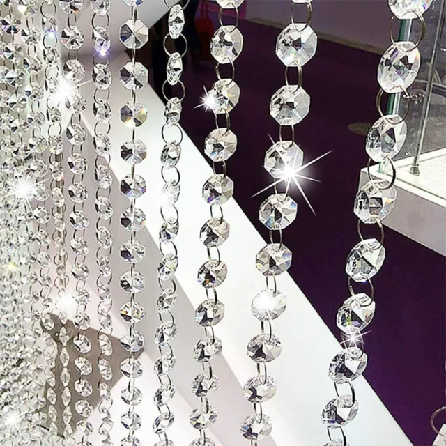 10M Garland Diamond Acrylic Crystal Bead Curtain Wedding DIY Party Decoration AU