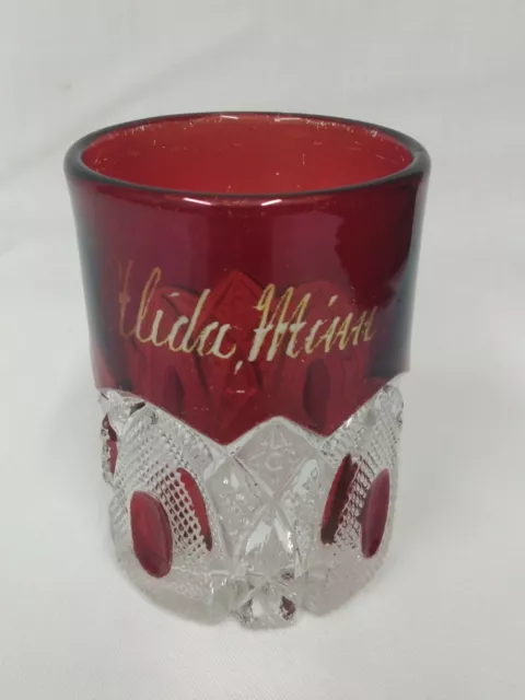 EAPG Ruby Stained US New Hampshire ALIDA MN Minnesota Souvenir Glass TUMBLER