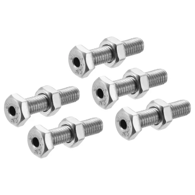 5pcs M6x25mm Hollow Screw Bolts Hexagon Fasteners with Nuts Stainless Steel