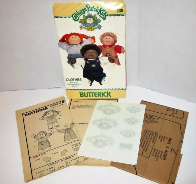 Vtg 80s CABBAGE PATCH KIDS Clothes BUTTERICK Sewing Pattern Uncut Transfer #330