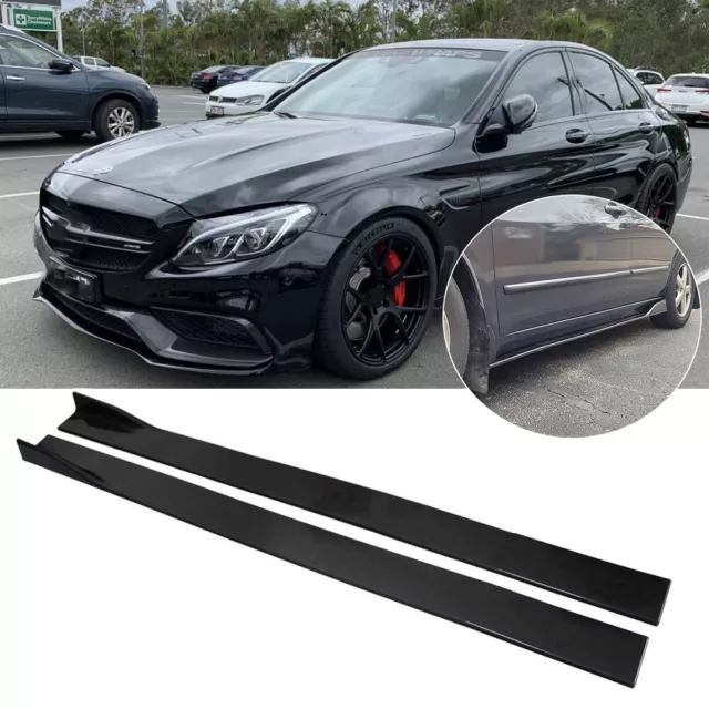 For Mercedes Benz W205 W204 87.7" Side Skirt Lips Panel Splitter Gloss Black