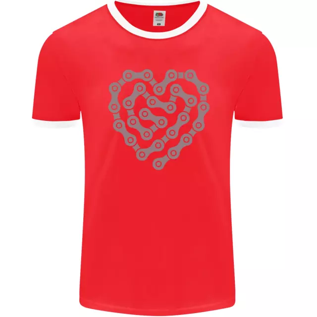 Bike Heart Chain Cycling Biker Motorcycle Mens Ringer T-Shirt FotL