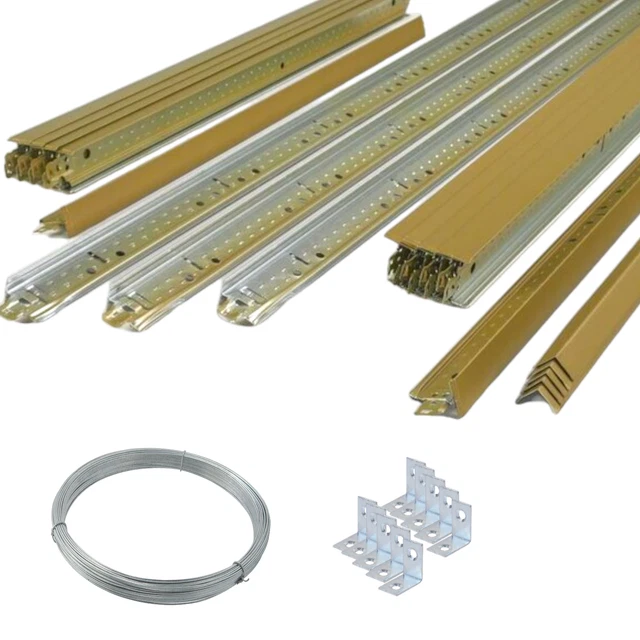 10m2 Gold Hänge Deckengitter System 600mm x 600mm Aufhängung Metallrahmen