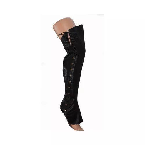 Strumpets/Elizabeth Melinek Black Leather Long Womens Lace Up/Stud Gaiters