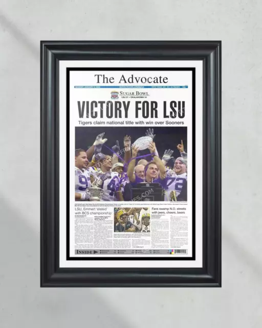 2003 LSU Tigers NCAA College Football National Champions Framed Front Page Newsp