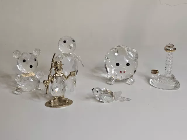 Swarovski Crystal Figurine Manon Figurine  Lot 6 Pc Pig Seal Bear Penquin Fisher