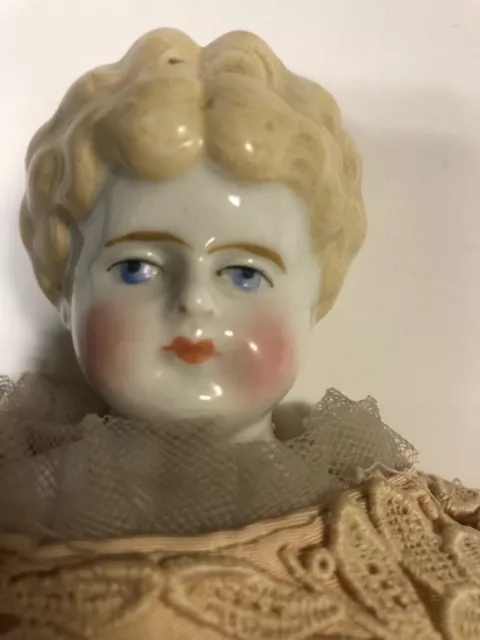 Antique Blonde China Shoulder Head Doll Cloth Body 12"