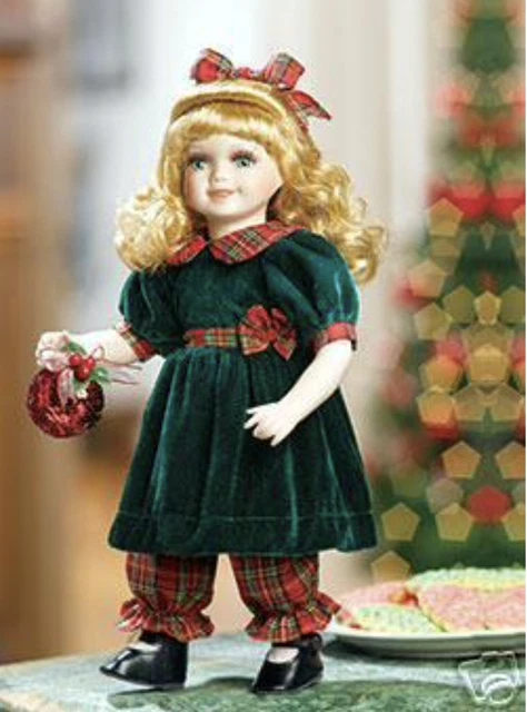 Rachel Porcelain Doll, Green & Red w/Ornament Heritage Signature Collection 13"