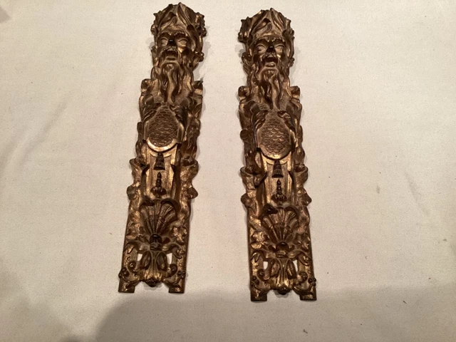 2 Antique 16” Architectural Salvage IONIC Metal men’s faces pcs.