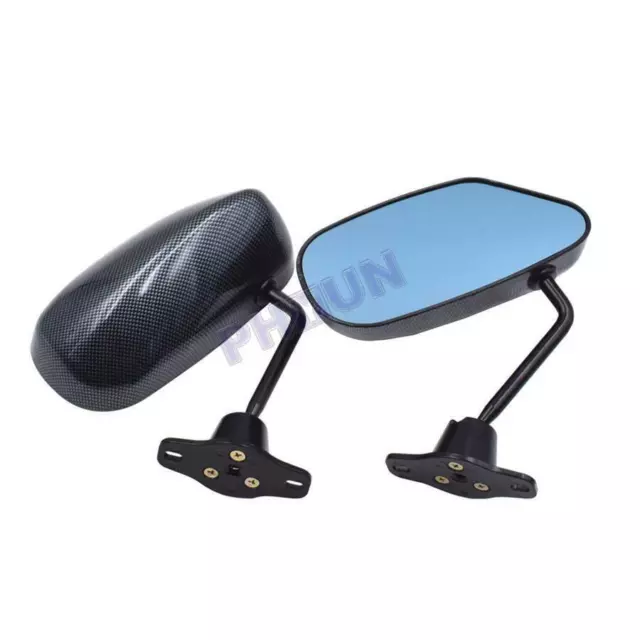 2X F1 Style Carbon Fiber Racing Car Door Side Mirror Blue Lens With Accessories 3