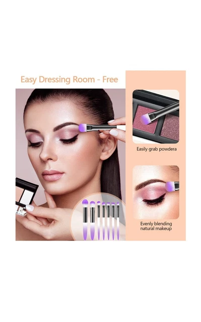 Pennelli Trucco Make-up Professionali Set 8 Pezzi Viola 4