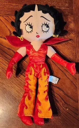 Betty Boop Stuffed Plush 15” 2011 With Flames on Jumpsuit pants Sugarloaf Devil