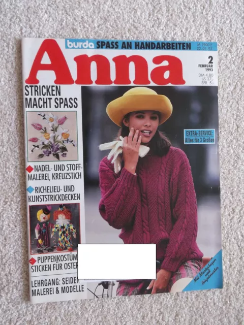 Anna; Burda - Spass an Handarbeiten; Heft 2/1993; komplett;  Kunststricken u.a.