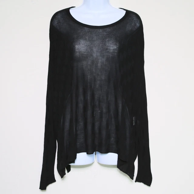 ELEMENTE CLEMENTE Black Sheer Long Sleeve Wide Neck Sweater Top Women's Size 2