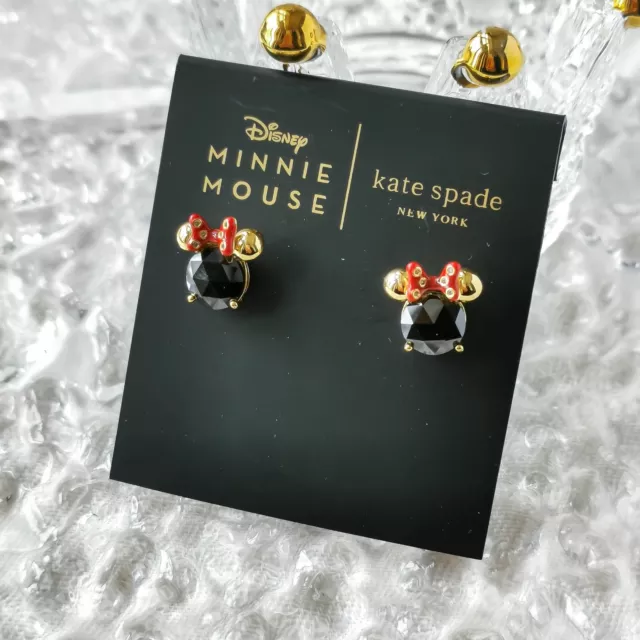 Kate Spade - Disney Minnie Gold Black Stud Earrings - new