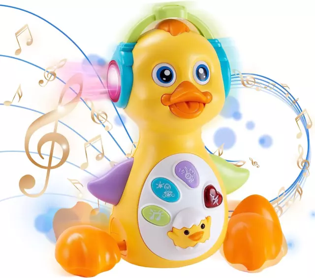 Baby Toys 18+ Months Musical Duck Toys, Infant Crawling Light up Toy, Baby Learn
