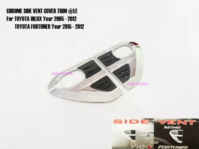 Chrome Side Vent Door Cover Trim for Toyota Hilux Vigo Fortuner MK6 2005-2012