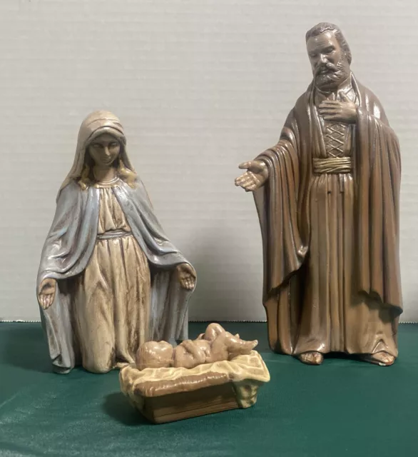 Vtg Ceramic 9 pc set Christmas Nativity Glossy Neutrals Glazed DUNCAN Mold 1983 2