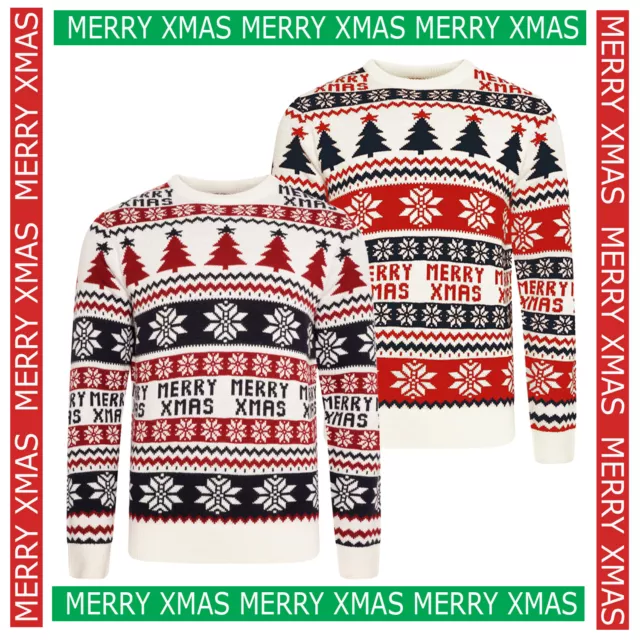 Mens Christmas Jumper Xmas Sweater Knitted Novelty Santa Fairisle Ladies Unisex