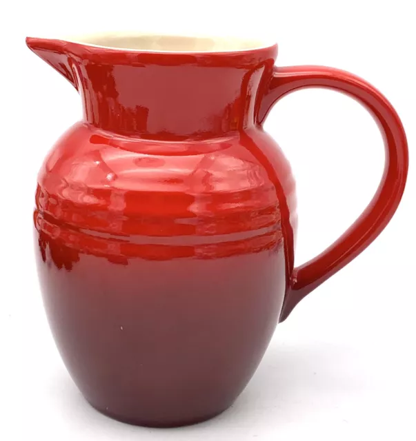 Le Creuset Red Cerise Stoneware 22oz pitcher creamer milk jug 6” tall