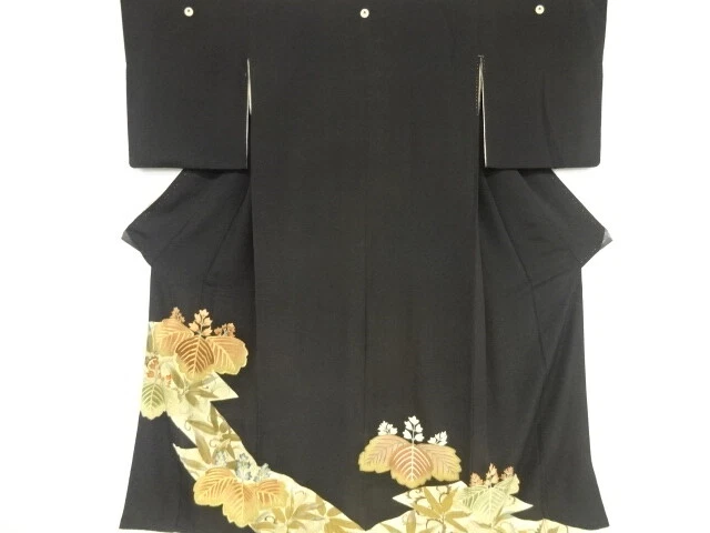 81363# Japanese Kimono / Antique Tomesode / Embroidery / Paulownia