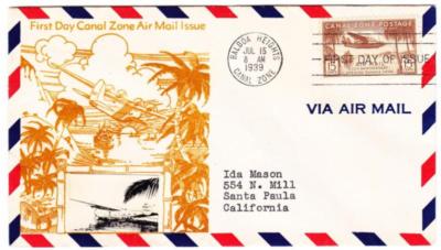 Panama Canale Zone-Sc #C17-FIRST Day-Balboa Altezze Luglio 15/1939-ILLUSTRATED 