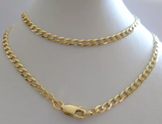 9ct 9k Solid Yellow Gold Flat Curb Chain, 3mm Wide, N118 CUSTOM