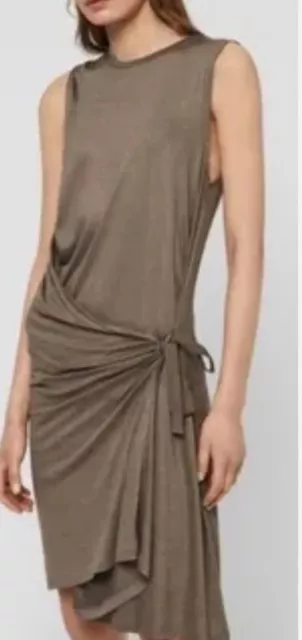 AllSaints Lisen Sleeveless Mini Dress Wrap Draped Tie Viscose Size XSmall
