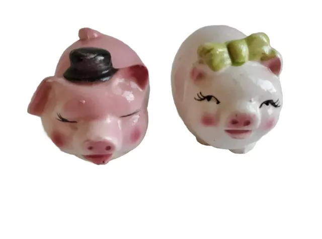 Anthropomorphic Piggy Statues Figure Ceramic Porcelain Decor Male Female Pink Jp