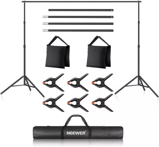 Neewer Photo Studio Backdrop Support System, 10ft/3m Wide 7ft/2.1m High UK Ship