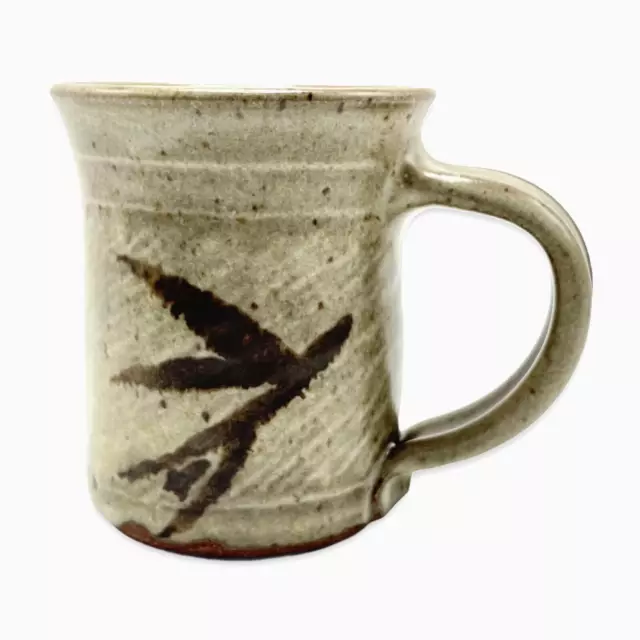 Mug Wheel Thrown Pottery Beige Brown Signed Mug Wheel Thrown Pottery Beige Brown Signed