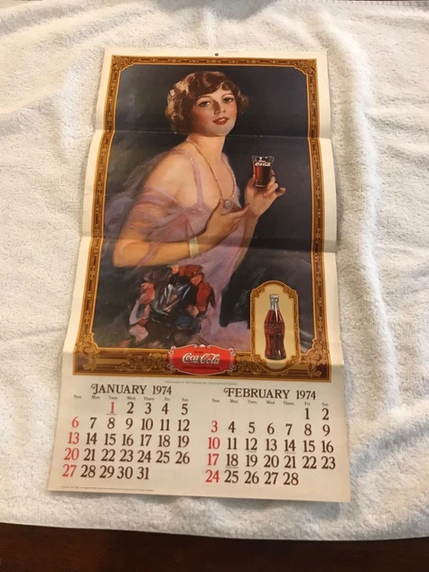 Vintage 1974 Coke Calendar Reproduction of a 1927 Calendar