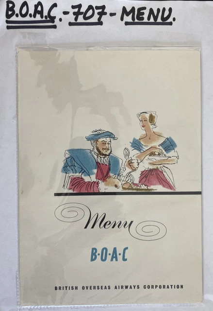 British Overseas Airways BOAC Rolls Royce 707 North Atlantic Service Menu