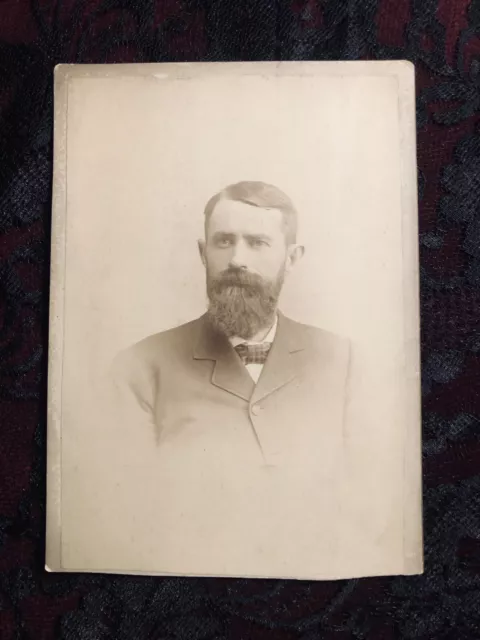 Antique Cabinet Card - Handsome Mustached Man - Victorian/Edwardian Photo