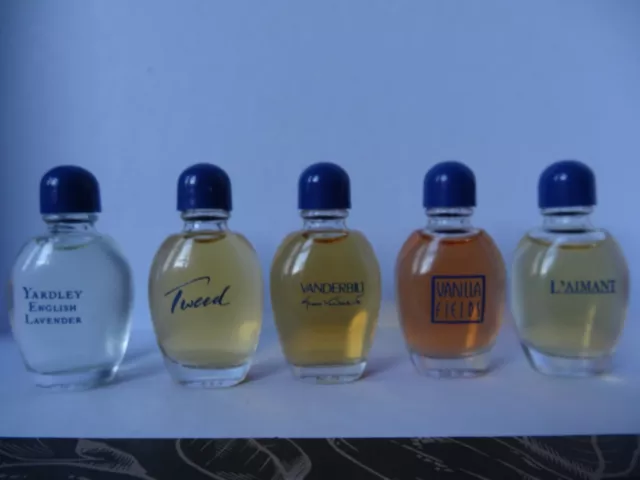 SET 5 VINTAGE Miniature Perfumes L Aimant Tweed Yardley Vanderbilt