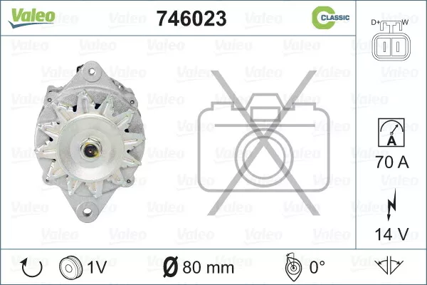 VALEO Lichtmaschine 70 A mit integriertem Regler (746023) für OPEL Astra F