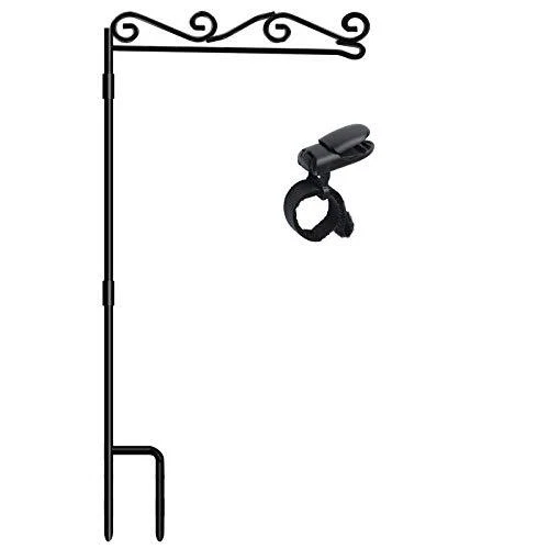 HOOSUN Garden Flag Stand, Premium Garden Flag Pole Holder Black Metal Powder