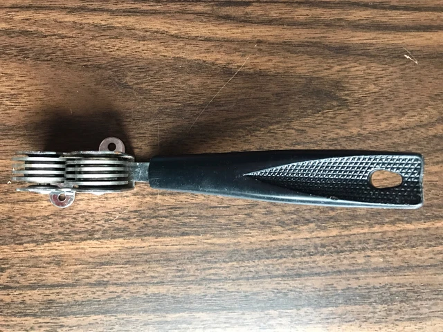 Vintage EKCO Pull Through Knife Sharpener-Chromium Plated, Black Handle USA
