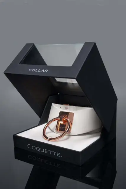 Coquette Pleasure Collection Adjustable Collar - White/Rose Gold