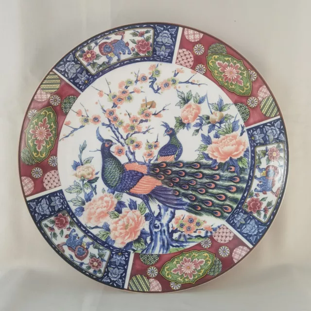 Grande assiette décorative en porcelaine chinoise,paons,orientale,antiquité