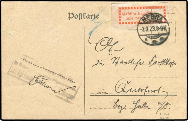 Deutsche Lokalausg. 1918-23, 1923, 2 I e, Brief