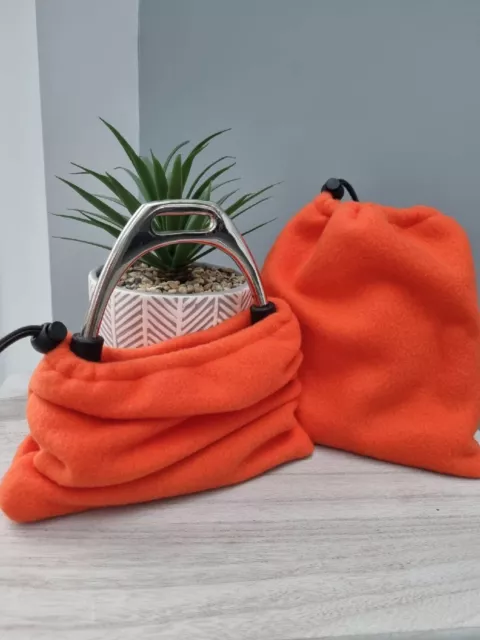 Orange Fleece Stirrup Iron Covers/Bags/Protectors  Size 8" x 8" ( pair)