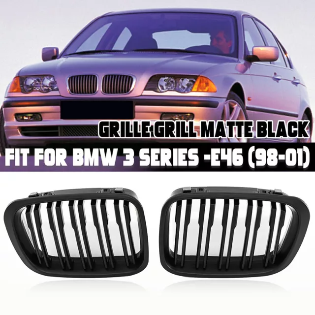 Black Gloss Double Bar Kidney Grills For BMW E46 Sedan / Touring 98-01 in  Grills - buy best tuning parts in  store