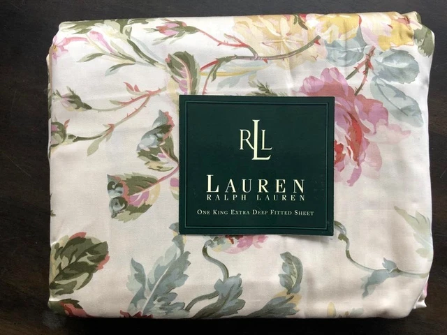 Ralph Lauren Wentworth Floral King Fitted Sheet 280Tc Home Lake Rare!