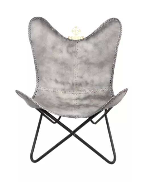 Butterfly Chair - Gray Chair With Iron Folding Stand,Lounge Office Chair PL2-196